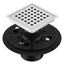 EXF Square Shower Drain 4-3/8 Inch Chrome with ABS Flange