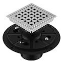 EXF Square Shower Drain 4-3/8 Inch Brushed Nickel with ABS Flange