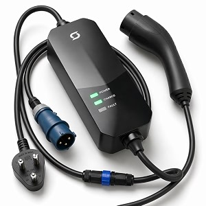 exicom 75 kw portable ev car charger  spin free ac charger  fast home charging  arai bis certified