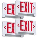 Exit Sign with Adjustable LED Pipe, Exit Signs with Emergency Lights Bar Combo, Compact Hardwired Exit Sign with Battery Backup，Red Led Emergency Exit Light for Business , 120V/277VAC,UL Listed,Top/Side/Wall Mount (4 Pack)