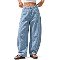 EXLURA Barrel Jeans Women Y2K Boyfriend Denim Pants Casual Baggy Jeans