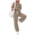 EXLURA Women Fall Cotton 2 Piece Sets Side Split Tops Matching Barrel Pants
