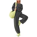 EXLURA Women Fall Cotton 2 Piece Sets Side Split Tops Matching Barrel Pants