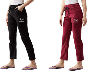 exolace pack of 2 women printed black maroon track pants