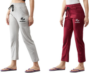 exolace pack of 2 women printed dark blue maroon track pants
