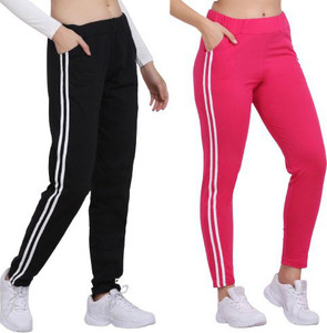 exolace pack of 2 women striped black pink track pants