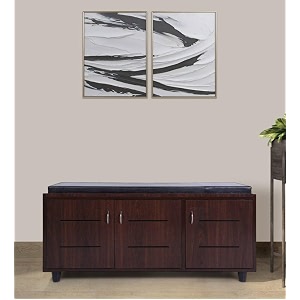 3 door engineered wood shoe cabinet brown