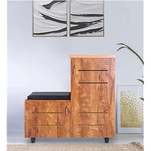 l shape shoe cabinet 3 shelves with siting