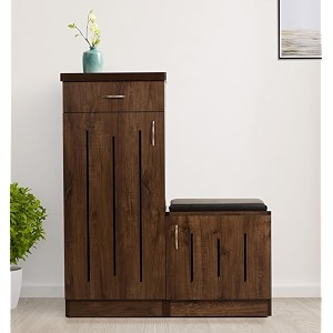 l-shape shoe cabinet made with engineered wood