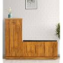 L-Shaped Wooden Shoe Rack, Storage Bench with Drawers for Bedroom, Living Room, Entryway