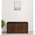 Wooden 2-Door Shoe Rack with Bench, Living Room Storage,