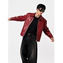 EXOTIX Burgundy Leather Jacket for Men 