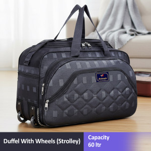 jholawala expandable 60 l strolley duffel bag - grey - regular capacity duffel with wheels strolley
