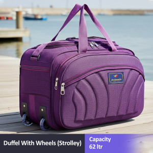 jholawala expandable 62 l strolley duffel bag - travel luggage duffel bag - purple - large capacity duffel with wheels strolley