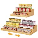 Expandable Bamboo Can Rack Organizer for Pantry, 3-Tier Adjustable Can Storage Holder, Soda Organizer Holds Up to 24 Cans, Canned goods Storage Display for Pantry, Cabinet, Countertop (patent pending)