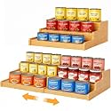 Expandable Bamboo Can Rack Organizer for Pantry, 3-Tier Can Storage Holder