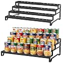 Expandable Can Organizer for Pantry, 4 Tier Metal Canned Food Storage 2Pack
