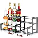 Expandable Coffee Syrup Organizer, 2-Tier Syrup Rack with flexible length |Customized Kitchen Organizer to hold 6-12 Bottles, Perfect for Liquor Bottle Display Shelf, Spice Rack & Bar Accessories