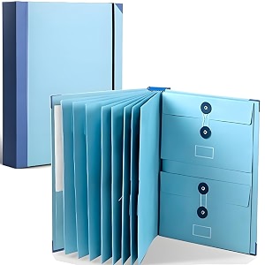 Expanding File Folder with Button Closure Accordion