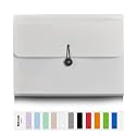 Nicfaec Expanding File Folder, 13 Pockets, White, Polypropylener,for Work, School, Home, Office