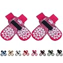 EXPAWLORER Anti Slip Dog Socks to Prevent Licking Paws, Dog Shoes for Hot Pavement, Dog Booties for Small Medium Large Senior Dogs, Traction Control Boots &amp; Paw Protectors for Hardwood Floors Rose