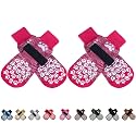 EXPAWLORER Anti Slip Dog Socks to Prevent Licking Paws, Dog Shoes for Hot Pavement, Dog Booties for Small Medium Large Senior Dogs, Traction Control Boots &amp; Paw Protectors for Hardwood Floors Rose