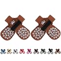 EXPAWLORER Anti Slip Dog Socks to Prevent Licking Paws, Dog Shoes for Hot Pavement, Dog Booties for Small Medium Large Senior Dogs, Traction Control Boots &amp; Paw Protectors for Hardwood Floors Caramel
