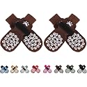 EXPAWLORER Anti Slip Dog Socks to Prevent Licking Paws, Dog Shoes for Hot Pavement, Dog Booties for Small Medium Large Senior Dogs, Traction Control Boots &amp; Paw Protectors for Hardwood Floors Coffee