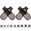 EXPAWLORER Anti Slip Dog Socks to Prevent Licking Paws, Dog Shoes for Hot Pavement, Dog Booties for Small Medium Large Senior Dogs, Traction Control Boots &amp; Paw Protectors for Hardwood Floors Coffee
