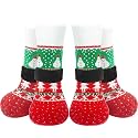 EXPAWLORER Christmas Anti-Slip Soft Dog Socks for Hardwood Floor,Warm Dog Shoes,Paw Protectors for Cold Pavement,Prevent Licking,Traction Control for Small Medium Large Senior Dogs