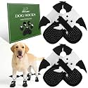 EXPAWLORER Halloween Anti Slip Dog Socks to Prevent Licking Paws, Boots &amp; Paw Protectors with Grippers,Doggie Booties for Hardwood Floors for Small Medium Large Senior Dogs Costume White Ghost Wings L