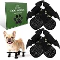 EXPAWLORER Halloween Anti Slip Dog Socks to Prevent Licking Paws, Boots &amp; Paw Protectors with Grippers,Doggie Booties for Hardwood Floors for Small Medium Large Senior Dogs Costume Black Devil Wings M