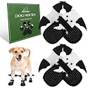 EXPAWLORER Halloween Anti Slip Dog Socks to Prevent Licking Paws, Boots &amp; Paw Protectors with Grippers,Doggie Booties for Hardwood Floors for Small Medium Large Senior Dogs Costume White Ghost Wings S