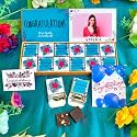 Expelite Personalised Congratulations Gift, 12 Pieces Chocolate Box With Congratulations Greeting Card, Dry Fruits Almond, Cranberry, Paan, Butterscotch Flavour Chocolate Gift Pack, 280 gram