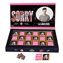 Expelite Personalised Sorry Chocolate Gift Box, 18 Piece Apology Gifts with Sorry Greeting Card, Dry fruits Almond, Cranberry, Paan, Butter Scotch Flavour Chocolates, 300 gram