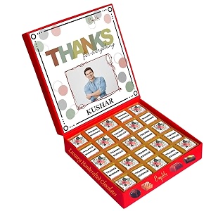 expelite personalized best thank you chocolate and flower gift box for dad -25 pc professional thank you chocolate and flower gift for boss 400 gram