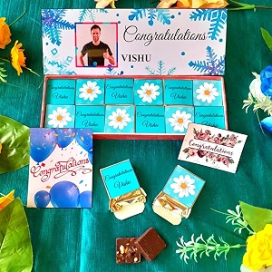 expelite personalized congrats chocolates and flowers gift box - 12 pc best congratulations chocolate gift online