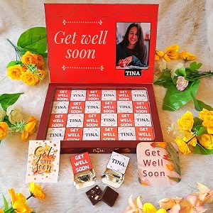 expelite personalized get well soon chocolates and flower gifts for girlfriend -24 pc