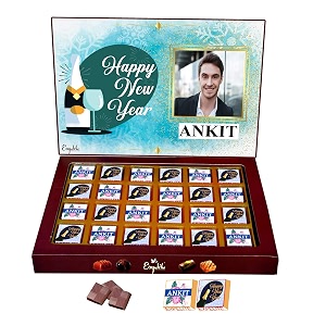 expelite personalized happy new year chocolate gift for boyfriend - 24 pc happy new year chocolate gift for him