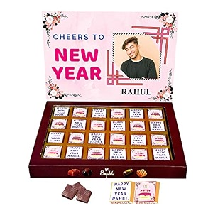 expelite personalized happy new year chocolate gift for friends - 24 pc happy new year chocolate gift for himher
