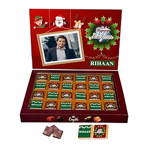 expelite personalized happy new year chocolate gift for husband - 24 pc happy new year chocolate gift online