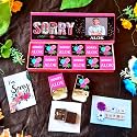 Expelite Personalised Sorry Gift, 12 Pieces Chocolate With Apology Greetinng Card, Dry Fruits Almond, Cranberry, Paan, Butterscotch Flavour Chocolate Gift Pack, 280 Gram