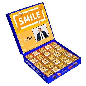 expelite personalized keep smiling chocolate gift box for boyfriend - 24 pc you look perfect when you smile chocolate gifts online 400 gram