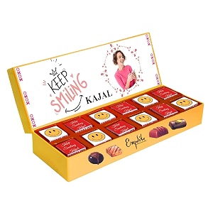 expelite personalized keep smiling chocolate and smiley gift box for her- 12 pc smile please chocolate gift for girlfriend