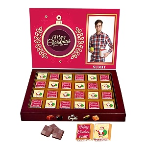 expelite personalized merry christmas chocolate gift for girlfriend - 24 pc merry christmas chocolate gift for wife