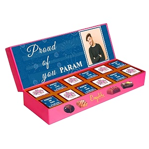 expelite personalized proud of you chocolates and flower gifts online -12 pc you make us feel proud gift box