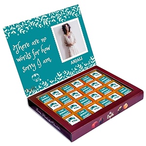 expelite personalized sorry my baby chocolates and teddy for her - 24 pc best sorry gift online