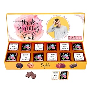 expelite personalized thank you so much chocolate and flowers gift box for best friend-12 pc280 grams