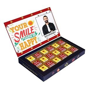 expelite personalized you are my happiness chocolate and flower gift box - 18 pc keep smiling chocolate gift for husband