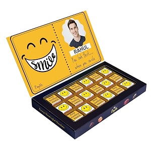 expelite smile please chocolate gift box for him - 18 pc best smile in the world chocolate gift box online
